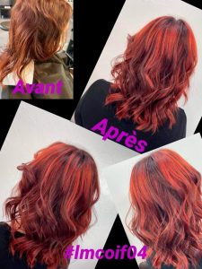 Coiffure coloration cheveux rouges