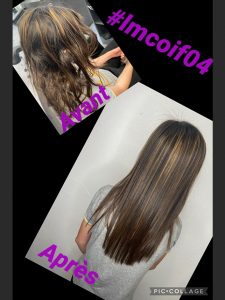 Lissage brésilien sur cheveux longs châtains