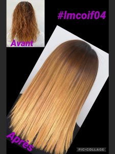Lissage brésilien sur cheveux longs blonds